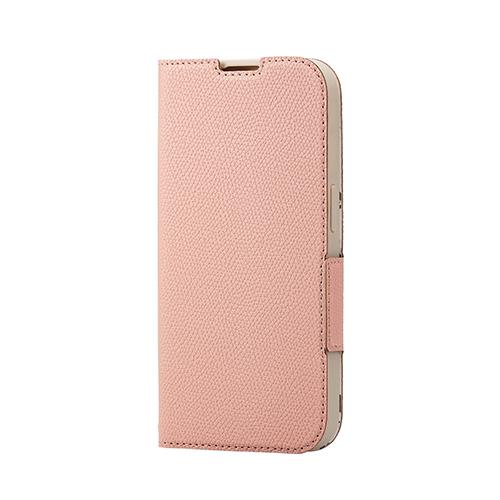 エレコム(ELECOM) PM-A22CPLFUJPNL ライトピンク iPhone 14 Pro用 手帳型 ソフトレザーケース 花柄
