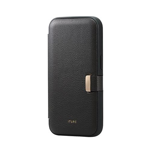 エレコム(ELECOM) PM-A22CPLFYJ3GY ﾁｬｺｰﾙｸﾞﾚｰ iPhone 14 Pro用 手帳型 ｿﾌﾄﾚｻﾞｰｹｰｽ ITURE 耐衝撃