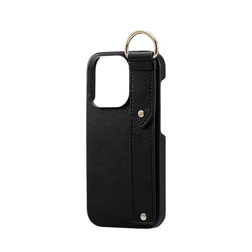 エレコム(ELECOM) PM-A22CPLOILBK ﾈﾛ iPhone 14 Pro用 手帳型 ｿﾌﾄﾚｻﾞｰｹｰｽ Coronet 落下防止バンド付き