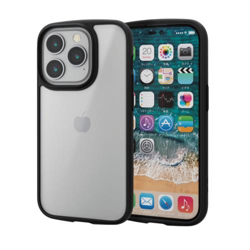 エレコム(ELECOM) PM-A22CTSLFCGMB ﾌﾞﾗｯｸ iPhone 14 Pro用 TOUGH SLIM LITEケース ﾌﾚｰﾑｶﾗｰ 背面ガラス