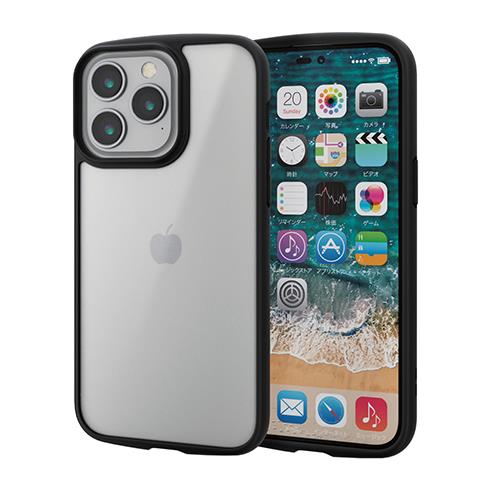 エレコム(ELECOM) PM-A22DTSLFCGMB(ﾌﾞﾗｯｸ) iPhone 14 Pro Max用 TOUGH SLIM LITE ﾌﾚｰﾑｶﾗｰ 背面ｶﾞﾗｽ