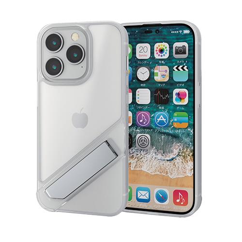 エレコム(ELECOM) PM-A22CHVST1MCR シルキークリア iPhone 14 Pro用 ハイブリッドケース ｽﾀﾝﾄﾞ機能付き