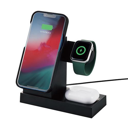 エレコム(ELECOM) W-MS06BK(ﾌﾞﾗｯｸ) iPhone/AppleWatch/AirPods対応 マグネット式 ワイヤレス充電器 7.5W