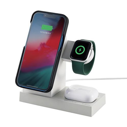 エレコム(ELECOM) W-MS06WH(ﾎﾜｲﾄ) iPhone/AppleWatch/AirPods対応 マグネット式 ワイヤレス充電器 7.5W