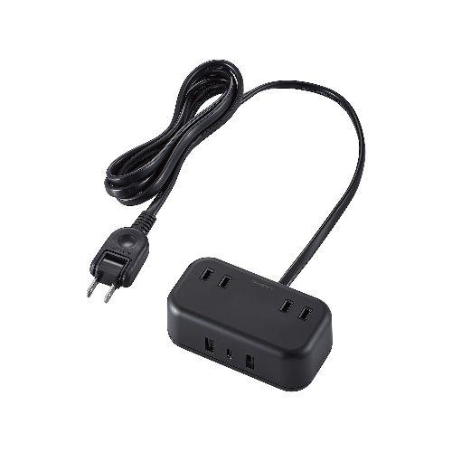 エレコム(ELECOM) ECT-25215BK(ブラック) 電源タップ 1.5m(コンセント×2 Type-C×1 USB-A×2) PD対応