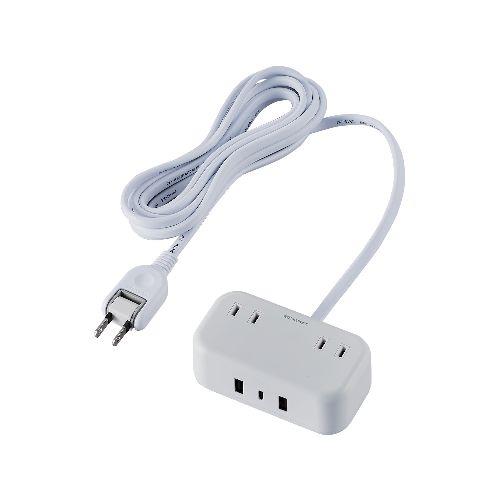 エレコム(ELECOM) ECT-25230WH(ホワイト) 電源タップ 3m(コンセント×2 Type-C×1 USB-A×2) PD対応