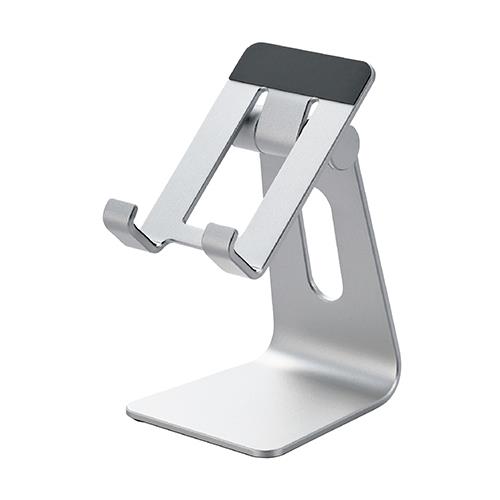 エレコム(ELECOM) P-DSCHALSVN(ｼﾙﾊﾞｰ) スマートフォン対応 アルミスタンド 角度調節可 ケーブルホール付