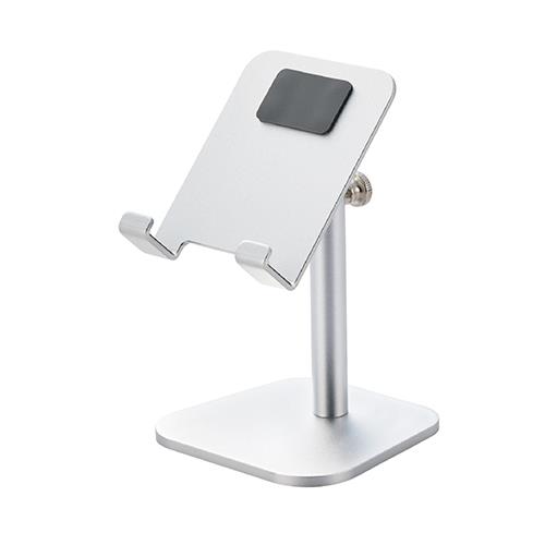 エレコム(ELECOM) P-DSCHARMSVN ｼﾙﾊﾞｰ ｽﾏｰﾄﾌｫﾝ対応 アルミスタンド 角度/高さ調整可 背面のネジ式固定