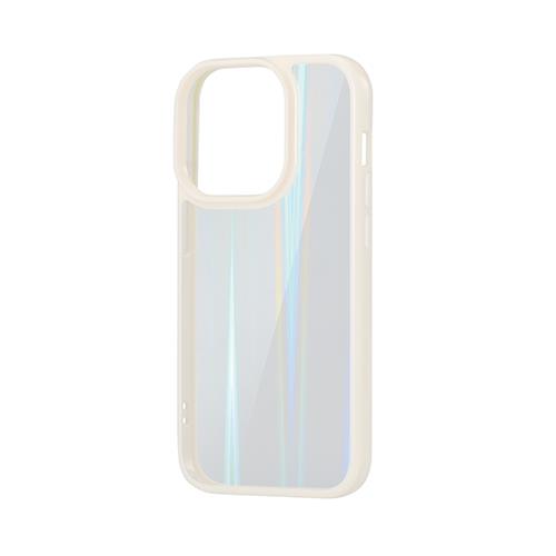 エレコム(ELECOM) PM-A22CHVCAWH ホワイト iPhone 14 Pro用 ハイブリッドケース オーロラ 耐衝撃