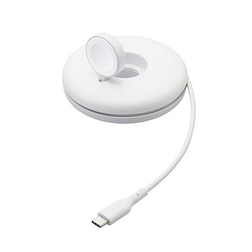 エレコム(ELECOM) MPA-AWSTCQWH(ホワイト) Apple Watch 充電器 ケーブル USB Type-C 1.2m 巻取タイプ