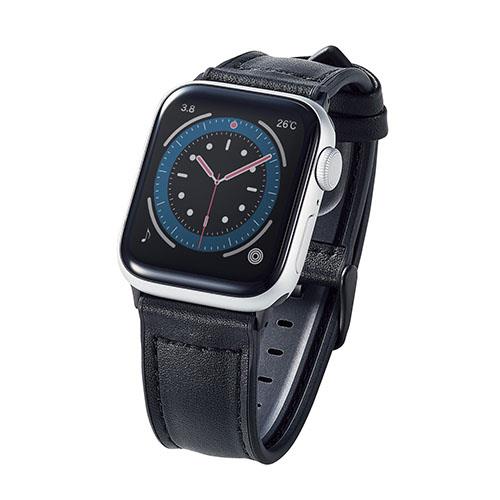 エレコム(ELECOM) AW-41BDLHVBK ﾌﾞﾗｯｸ Apple Watch 41mm/40mm/38mm 用 ハイブリッドレザーバンド