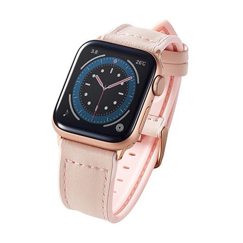 エレコム(ELECOM) AW-41BDLHVPN ピンク Apple Watch 41mm/40mm/38mm 用 ハイブリッドレザーバンド