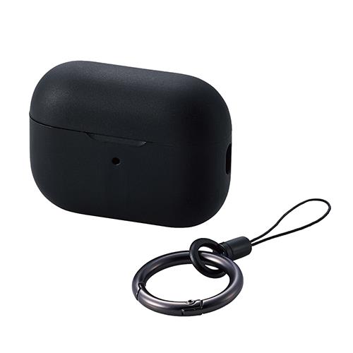 エレコム(ELECOM) AVA-AP4SCBK ブラック AirPodsPro 第2世代 用 シリコンケース 落下防止カラビナ付