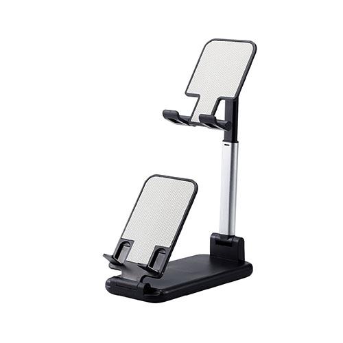 エレコム(ELECOM) TB-DSARM2VBK ﾌﾞﾗｯｸ スマホ/ﾀﾌﾞﾚｯﾄ対応 2台縦列配置 卓上スタンド 角度/高さ調整可