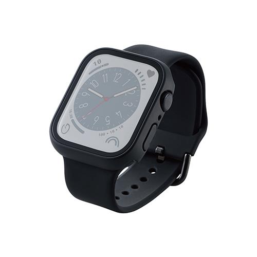 エレコム(ELECOM) AW-22AFCGOBK(ブラック) Apple Watch45mm用 Gorillaガラス フルカバーケース 高透明