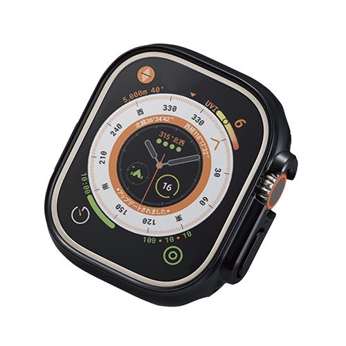 エレコム(ELECOM) AW-22CBPPBK ブラック Apple Watch 49mm 用 ハードバンパー 耐衝撃 側面保護