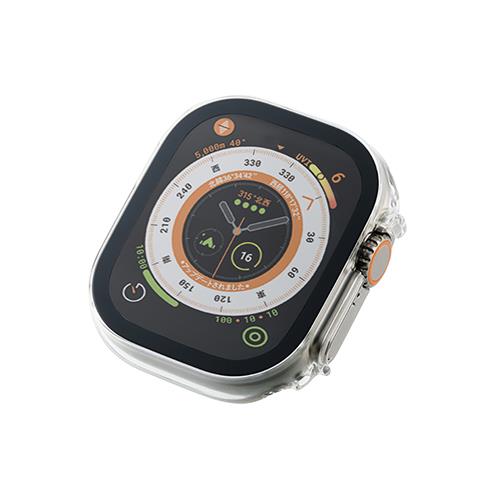 エレコム(ELECOM) AW-22CFCGCR クリア Apple Watch49mm用 プレミアムガラスフルカバーケース 高透明