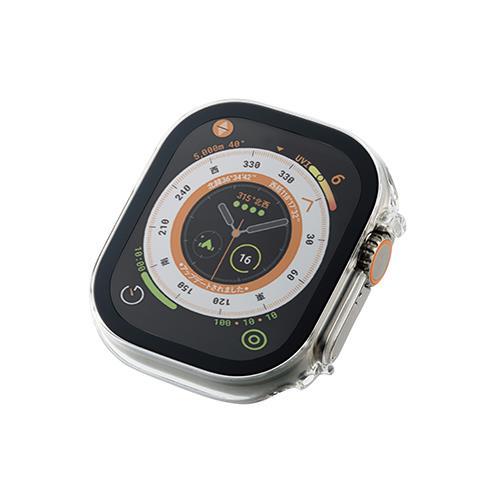 エレコム(ELECOM) AW-22CFCGOCCR(クリア) Apple Watch49mm用 フルカバーケース 表面セラミックコート