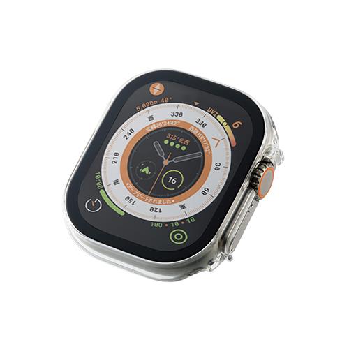 エレコム(ELECOM) AW-22CFCGOCR クリア Apple Watch49mm用 Gorillaガラス フルカバーケース 高透明