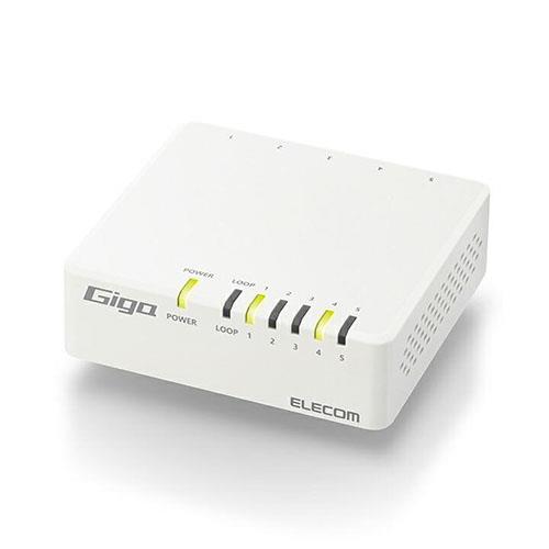 エレコム(ELECOM) EHC-G05PA4-JW ﾎﾜｲﾄ Giga対応5ポートスイッチ プラ筐体/ACアダプター マグネット付