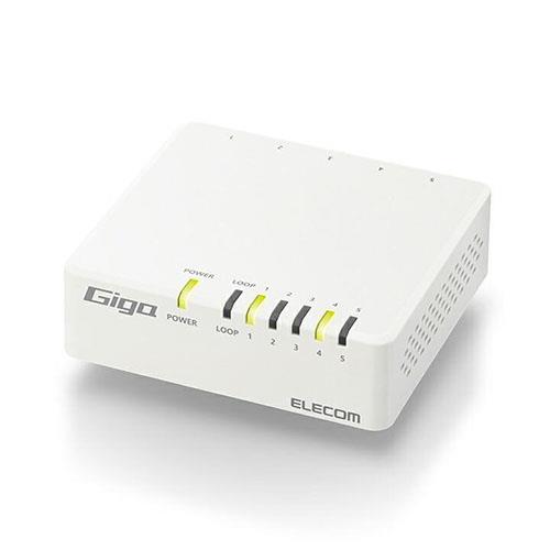 エレコム(ELECOM) EHC-G05PA4-W(ホワイト) Giga対応5ポートスイッチプラ筐体/ACアダプター