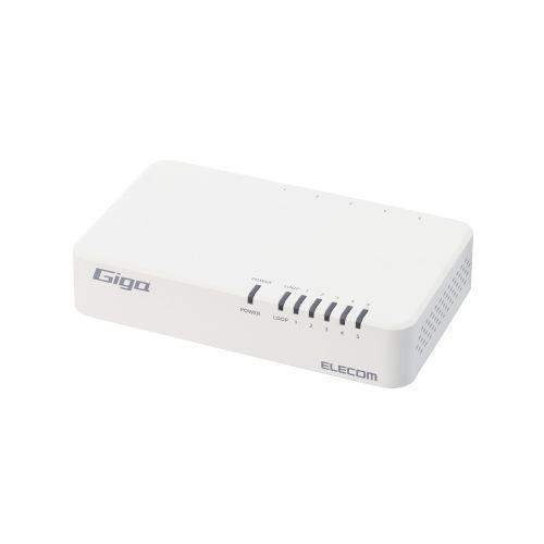 エレコム(ELECOM) EHC-G05PN4-JW ホワイト Giga対応5ポートスイッチ プラ筐体/電源内蔵 マグネット付