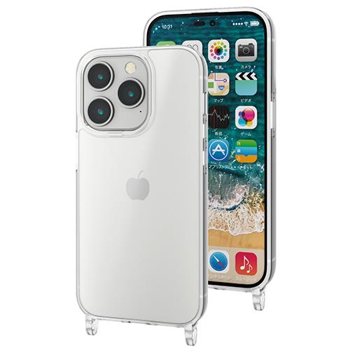 エレコム(ELECOM) PM-A22CHVCKSHMC(ｼﾙｷｰｸﾘｱ) iPhone 14 Pro 用 ケース ハイブリッド カバー 衝撃吸収
