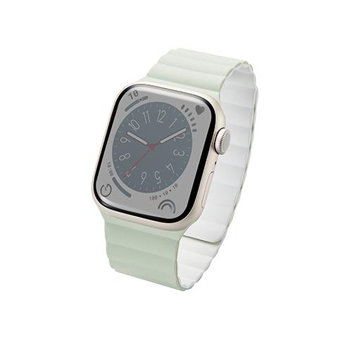 エレコム(ELECOM) AW-41BDMAGGN(グリーンxホワイト) アップルウォッチ シリコン