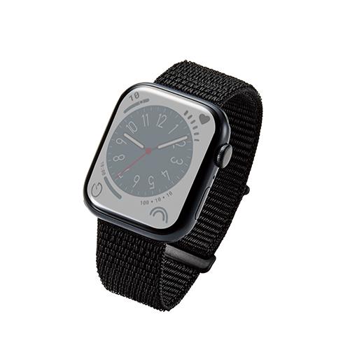 エレコム(ELECOM) AW-45BDFBBK(ブラック) アップルウォッチ バンド Ultra / 面ファスナー式