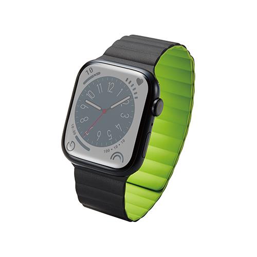 エレコム(ELECOM) AW-45BDMAGBK2(ブラックxグリーン) アップルウォッチ バンド Ultra