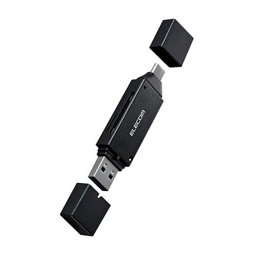 エレコム(ELECOM) MR3C-D207BK ブラック SDカードリーダー USB Type-C & USB-A 両対応 直挿し ブラック