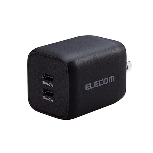 エレコム(ELECOM) ACDC-PD4365BK ブラック USB Power Delivery 65W キューブAC充電器 C×2