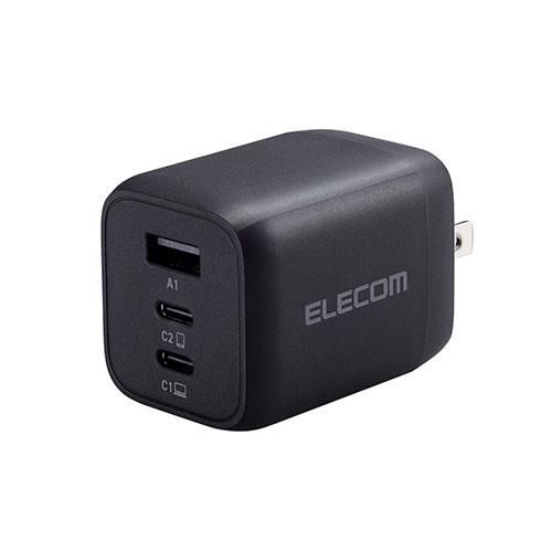 エレコム(ELECOM) ACDC-PD4465BK ブラック USB Power Delivery 65W キューブAC充電器 C×2+A×1