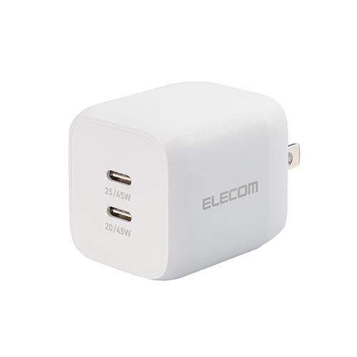エレコム(ELECOM) MPA-ACCP4245WH(ホワイト) USB Type-C 充電器 PD PPS対応 出力 45W タイプC ×2