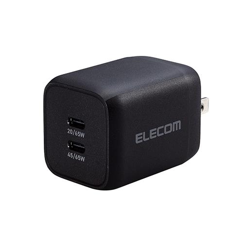 エレコム(ELECOM) MPA-ACCP4365-BK ブラック USB Type-C 充電器 PD Type C×2 折りたたみプラグ 小型