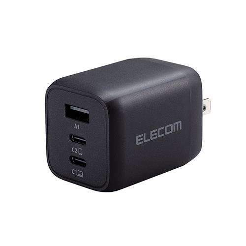 エレコム(ELECOM) MPA-ACCP4465BK ﾌﾞﾗｯｸ USB Type-C 充電器 PD PPS対応 出力 65W タイプC×2 USB A×1