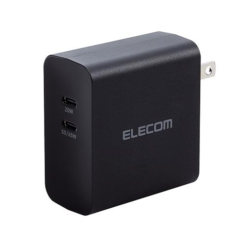エレコム(ELECOM) MPA-ACCP4570BK ブラック USB Type-C 充電器 PD 対応 出力 70W タイプC×2