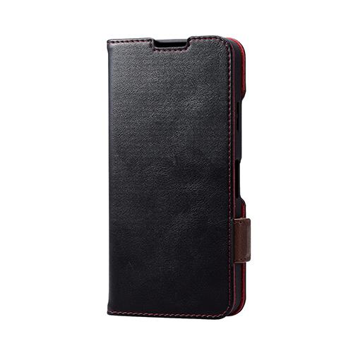 エレコム(ELECOM) PM-S233PLFYBK ﾌﾞﾗｯｸ AQUOS wish3 ケース ソフトレザー 手帳型 マグネット ステッチ