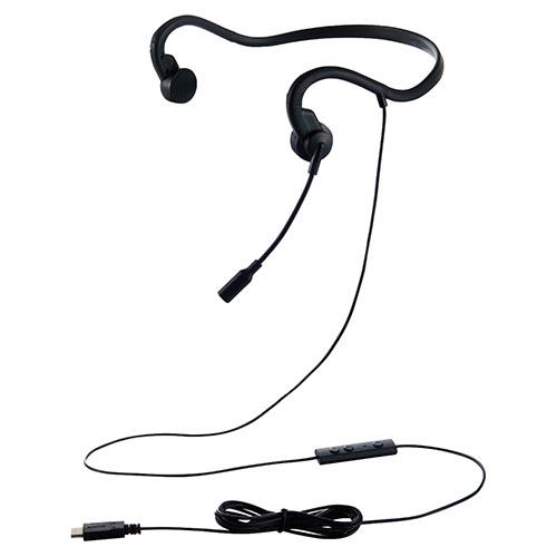 エレコム(ELECOM) HS-BC05C-BK ﾌﾞﾗｯｸ 骨伝導イヤホン ヘッドセット マイク付き 有線 USB Type C接続