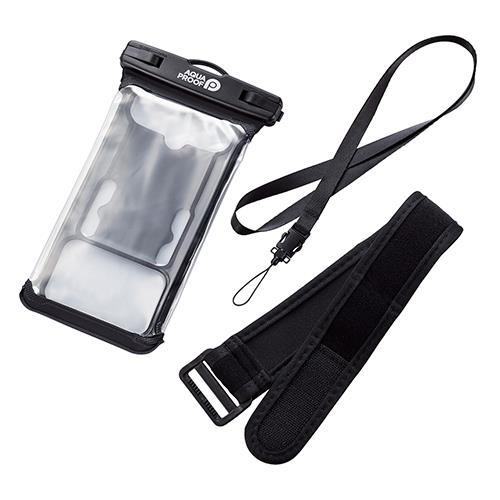 エレコム(ELECOM) P-WPSRA04BK(ブラック) ｽﾏﾎ防水ｹｰｽ(ケース×1 アームバンド×1 ネックストラップ×1)