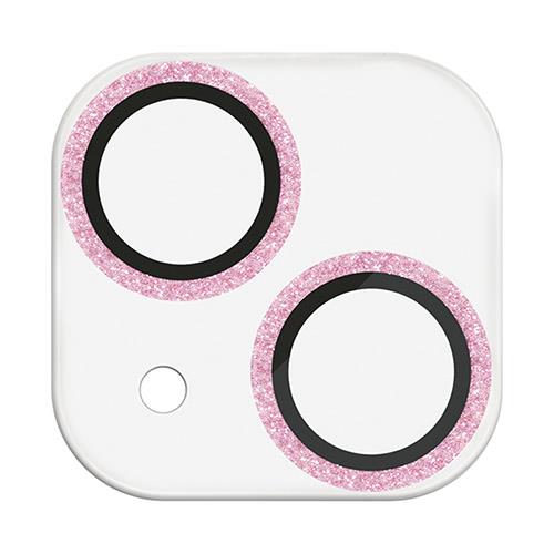 エレコム(ELECOM) iPhone15/15 Plus カメラフィルム ガラス フレーム付 グリッター ﾋﾟﾝｸｺﾞｰﾙﾄﾞ