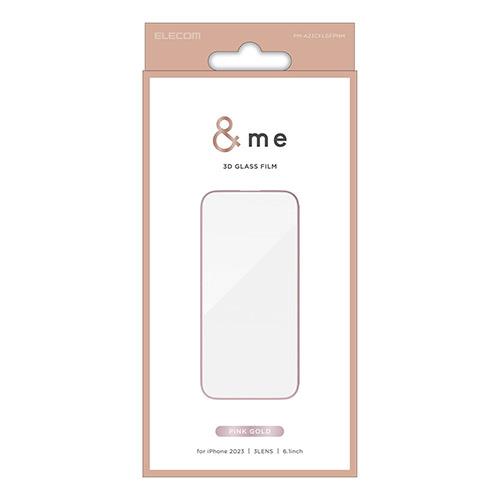 エレコム(ELECOM) iPhone15 Pro ガラスフィルム 高透明 フルカバー ピンクゴールド