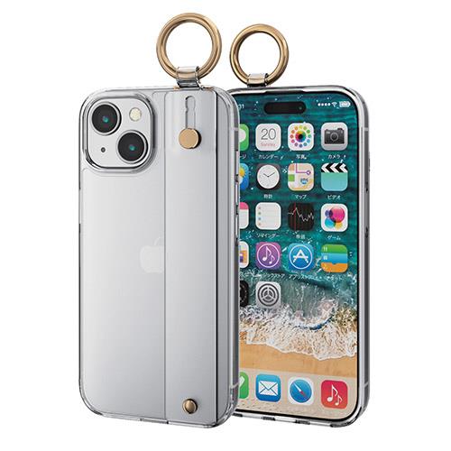 エレコム(ELECOM) iPhone15 ケース ハイブリッド カバー リング付 クリア×クリアバンド
