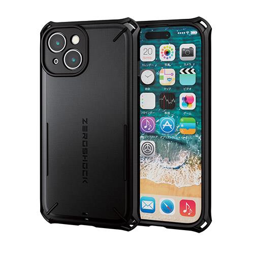エレコム(ELECOM) iPhone15 ケース ハイブリッド 衝撃吸収 極限保護 ブラック