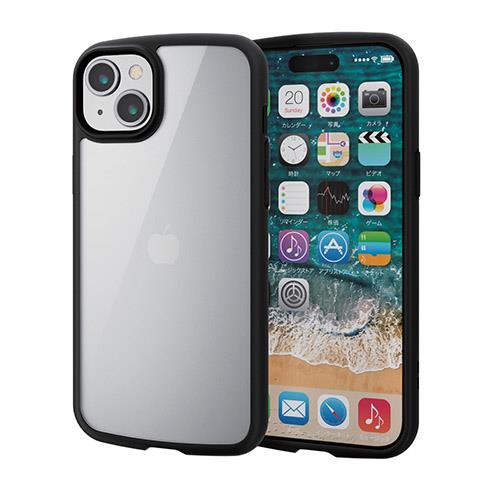 エレコム(ELECOM) iPhone15 Plus ケース ハイブリッド 衝撃吸収 カメラ周り保護 ブラック