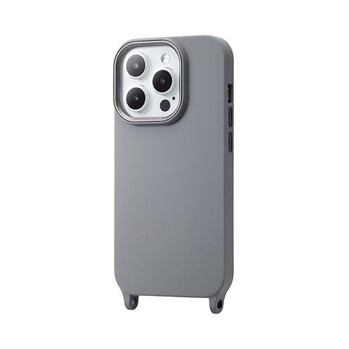 エレコム(ELECOM) iPhone15 Pro ケース ハイブリッド ショルダーストラップホール付 ブラック