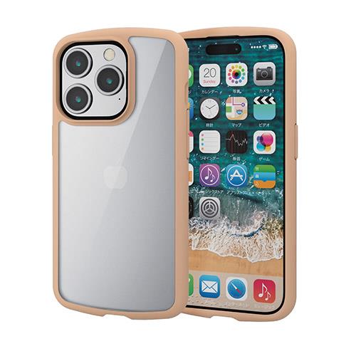 エレコム(ELECOM) iPhone15 Pro ケース ハイブリッド 衝撃吸収 軽量 薄型 カフェオレ