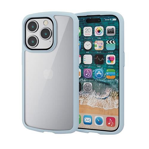 エレコム(ELECOM) iPhone15 Pro ケース ハイブリッド 衝撃吸収 軽量 薄型 ブルー