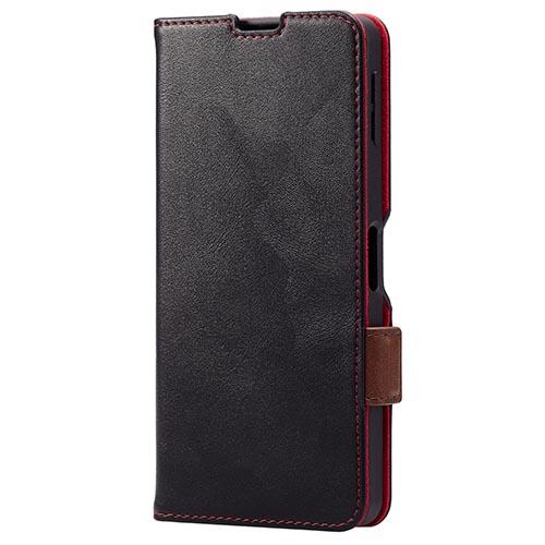 エレコム(ELECOM) PM-S234PLFY-BK ブラック AQUOS sense8 ケース レザー フラップ 衝撃吸収 ステッチ