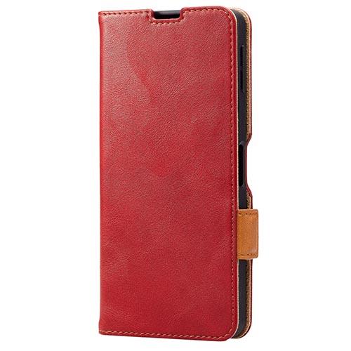 エレコム(ELECOM) PM-S234PLFY-RD レッド AQUOS sense8 ケース レザー フラップ 衝撃吸収 ステッチ